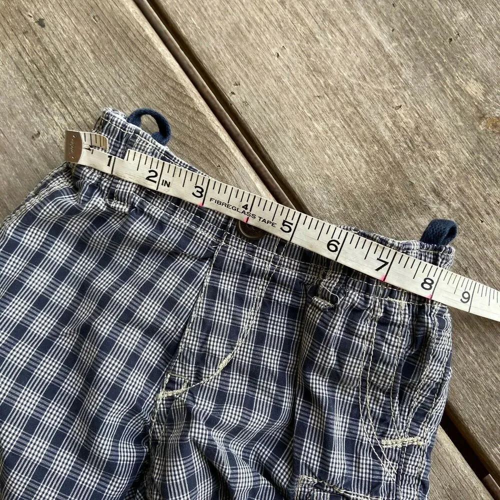 Gap Shorts Navy Blue White Plaid Check Cargo Style Pull On Size 18-24 mo‎